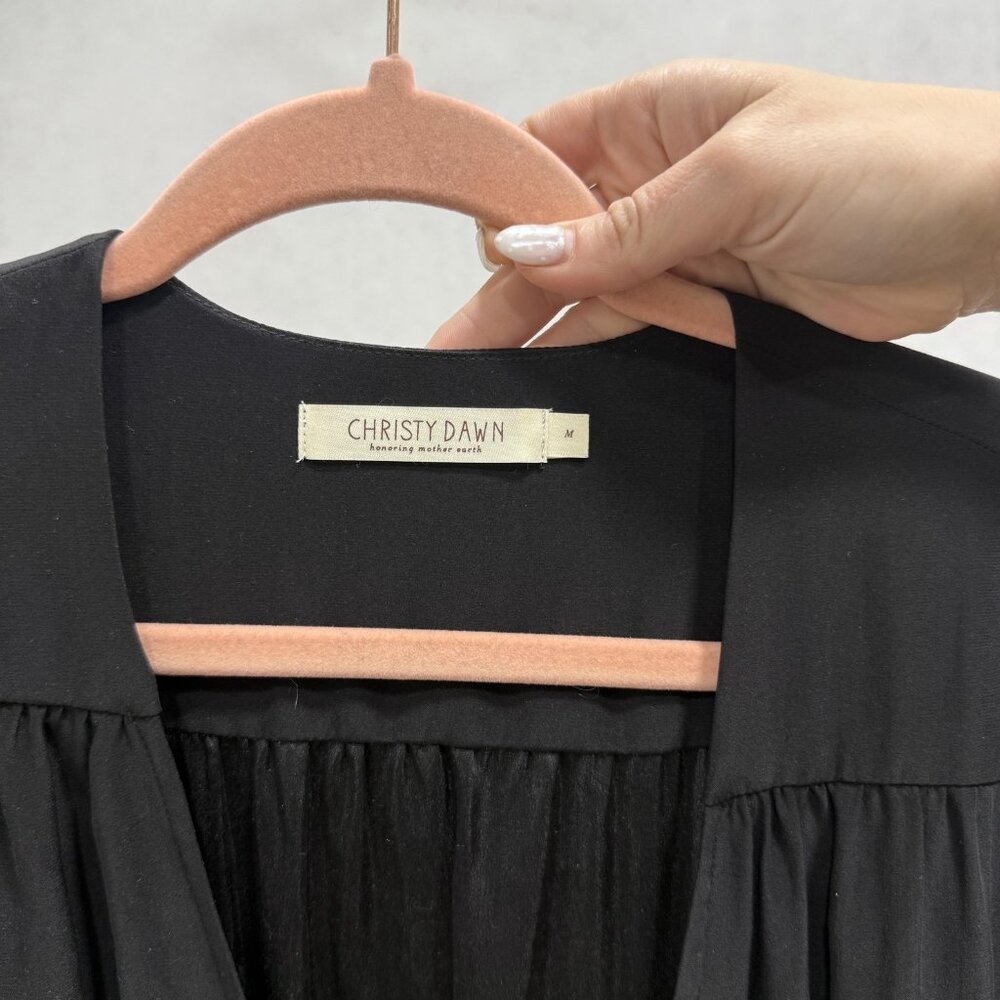 Christy Dawn Elsa Dress Womens Medium Black Wrap Maxi Long Sleeve Puff Boho USA - Picture 2 of 9